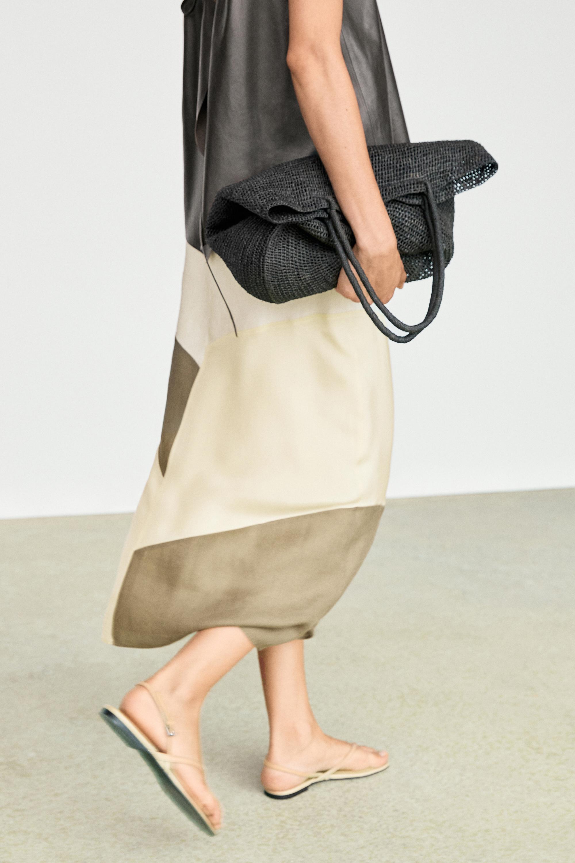 Jupe midi fluide patchwork